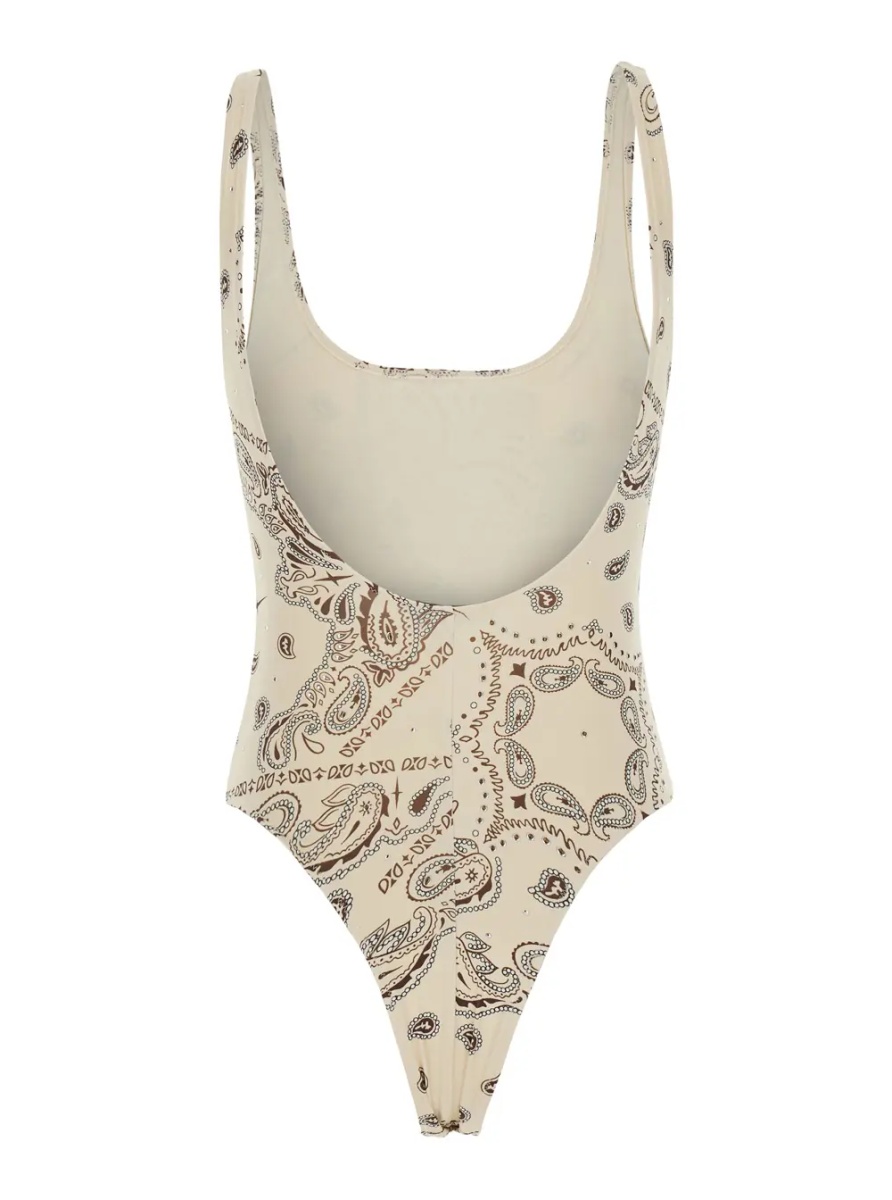 Costum de baie White Swimsuit with fixed straps and all-over print in Tech Fabric for women - Img 2