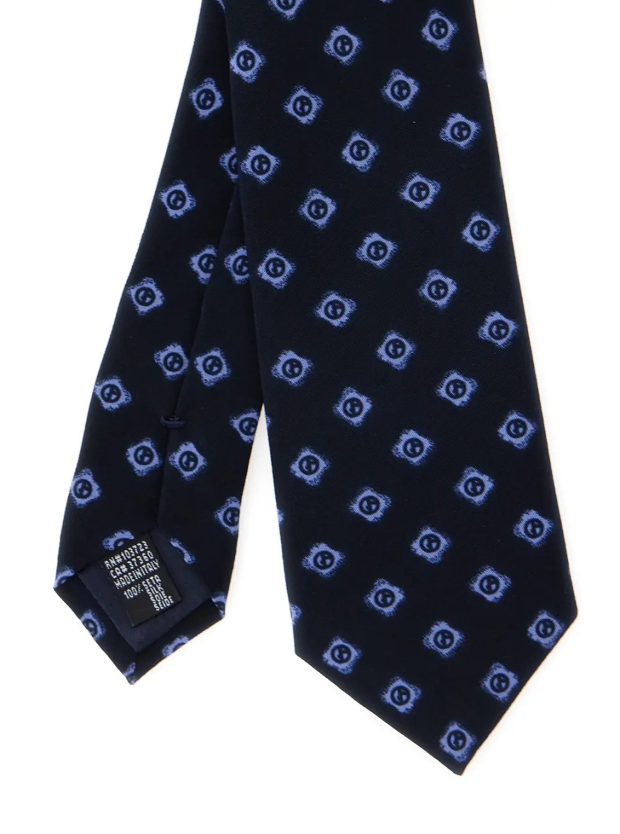 Cravate Blue Silk Tie with All-Over Logo Print Man - Img 3