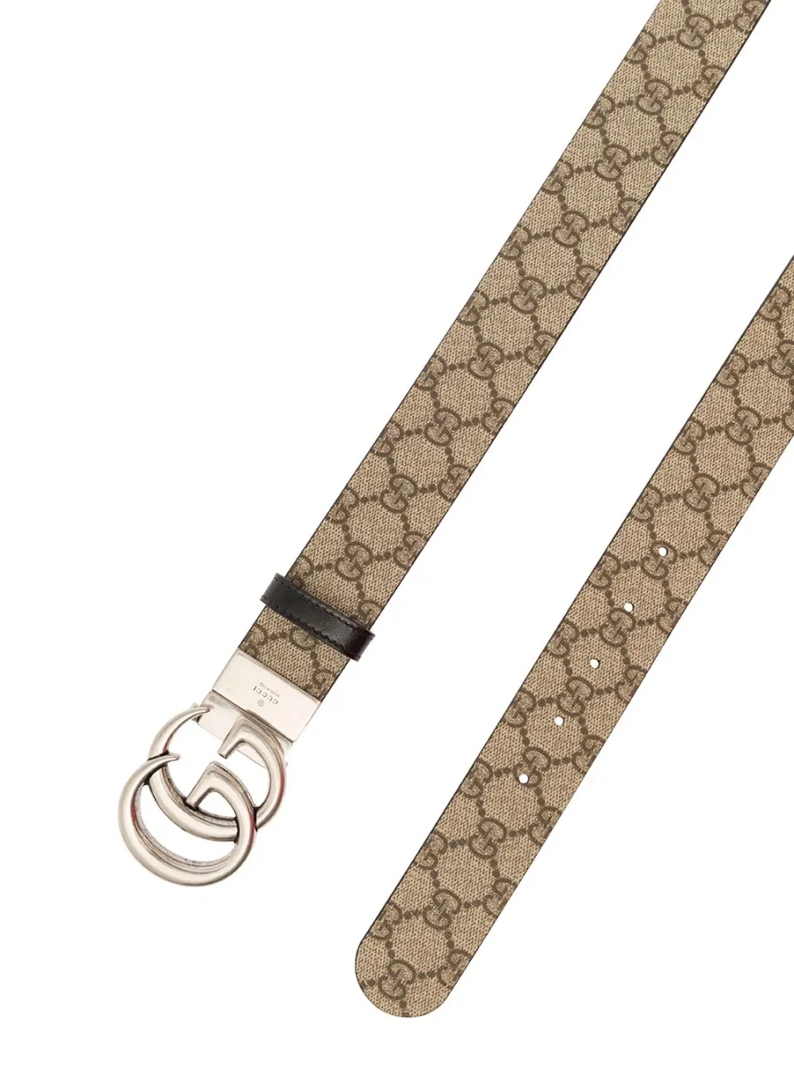 Curea Gucci bej din canvas GG si piele - Img 3