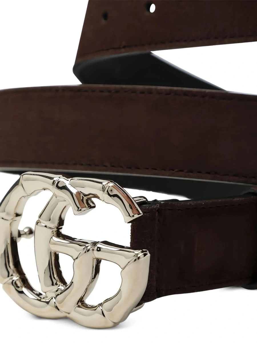 Curea Gucci maro din piele intoarsa - Img 3