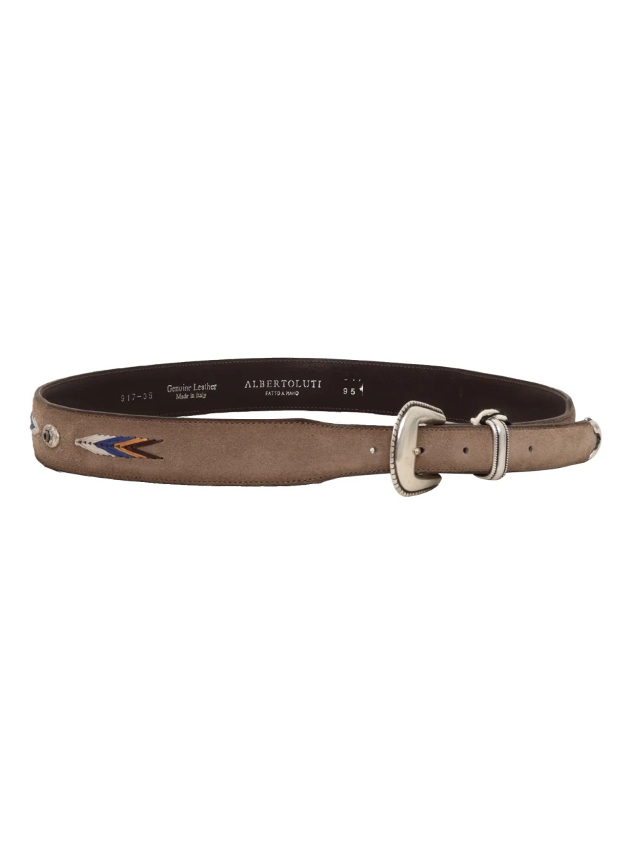Curea SUEDE BELT IN MUD COLOR WITH HAND-WORKED INSERTS - Img 2