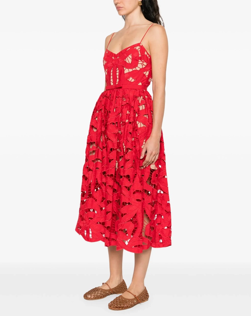 Embroidered Midi Dress With Bow - Img 3