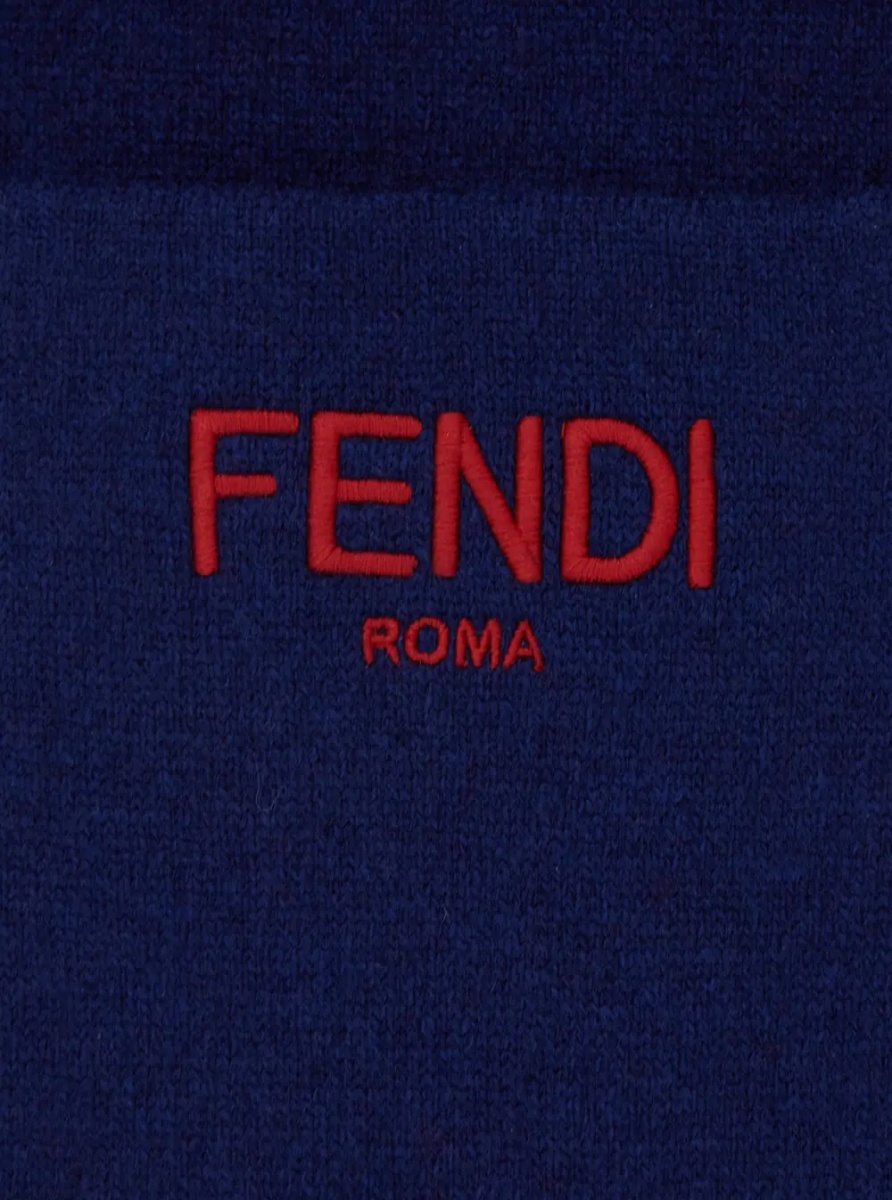 Esarfa Blue Wraparound Scarf with Logo Patch on the Front in Wool and Cashmere Boy - Img 3