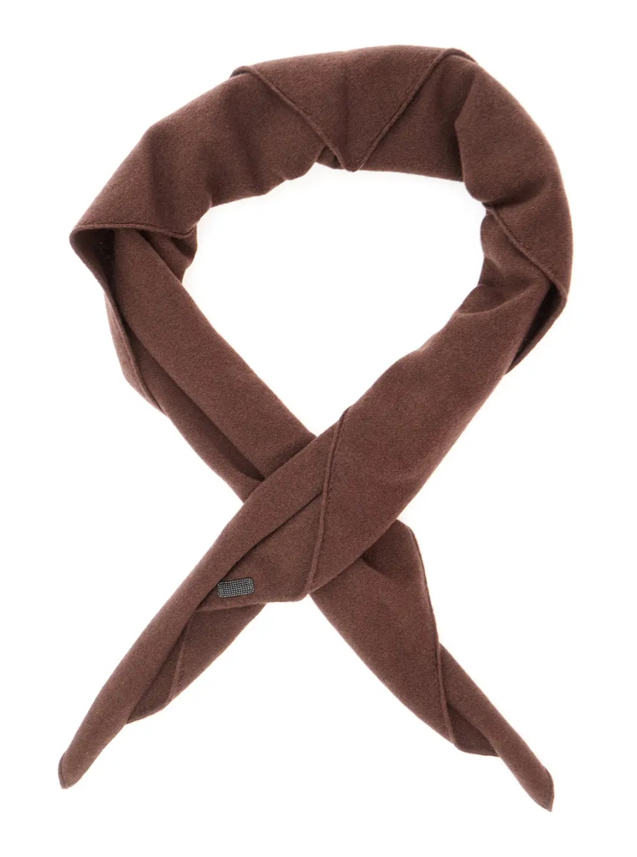 Esarfa Brown scarf with applied Monile detail in cashmere women - Img 2