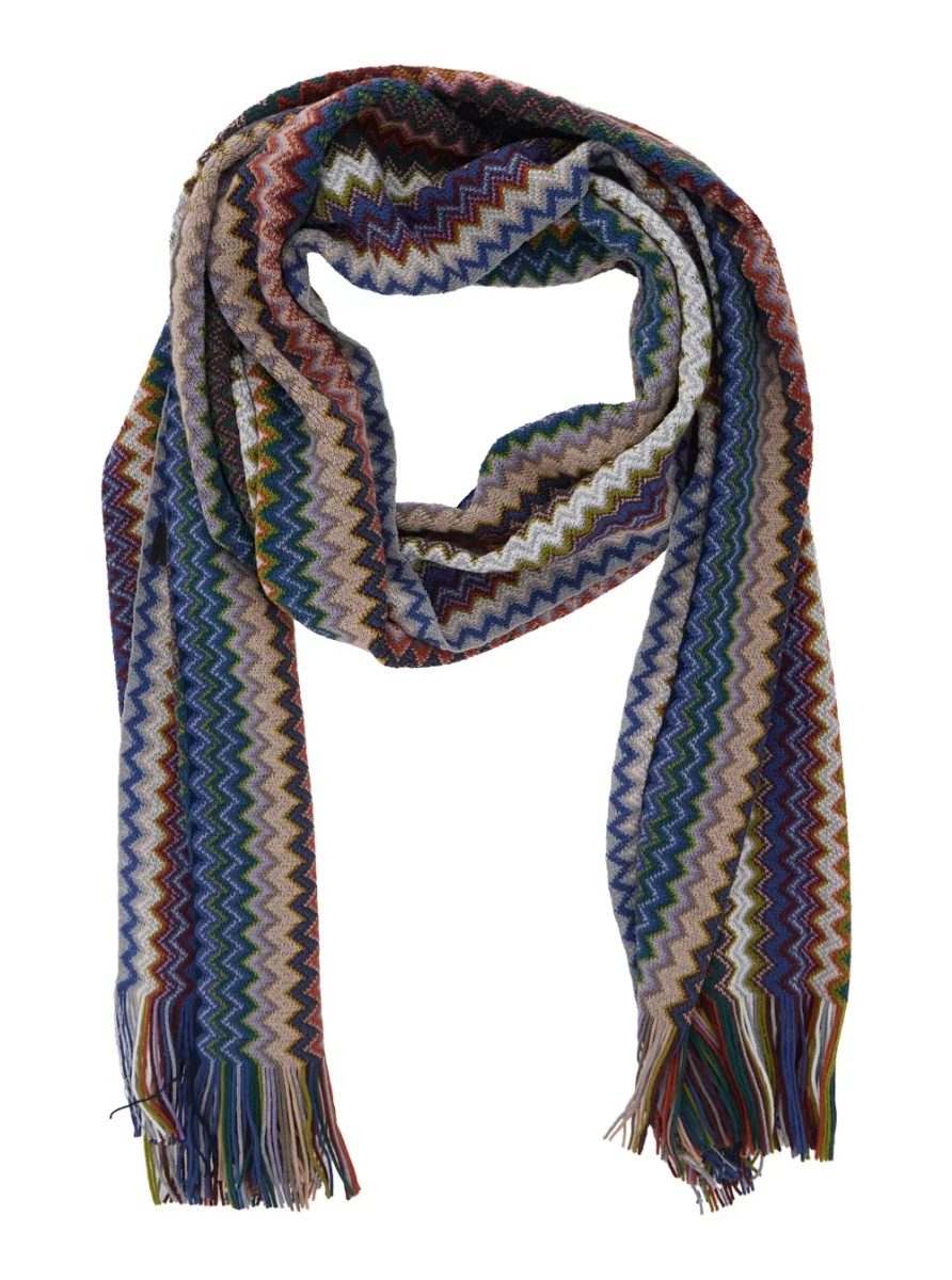 Esarfa Brown Scarf with Zig Zag Motif in Wool and Acrylic for Women - Img 2