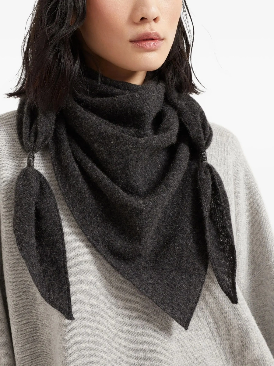 Esarfa Brunello Cucinelli neagra din casmir - Img 5