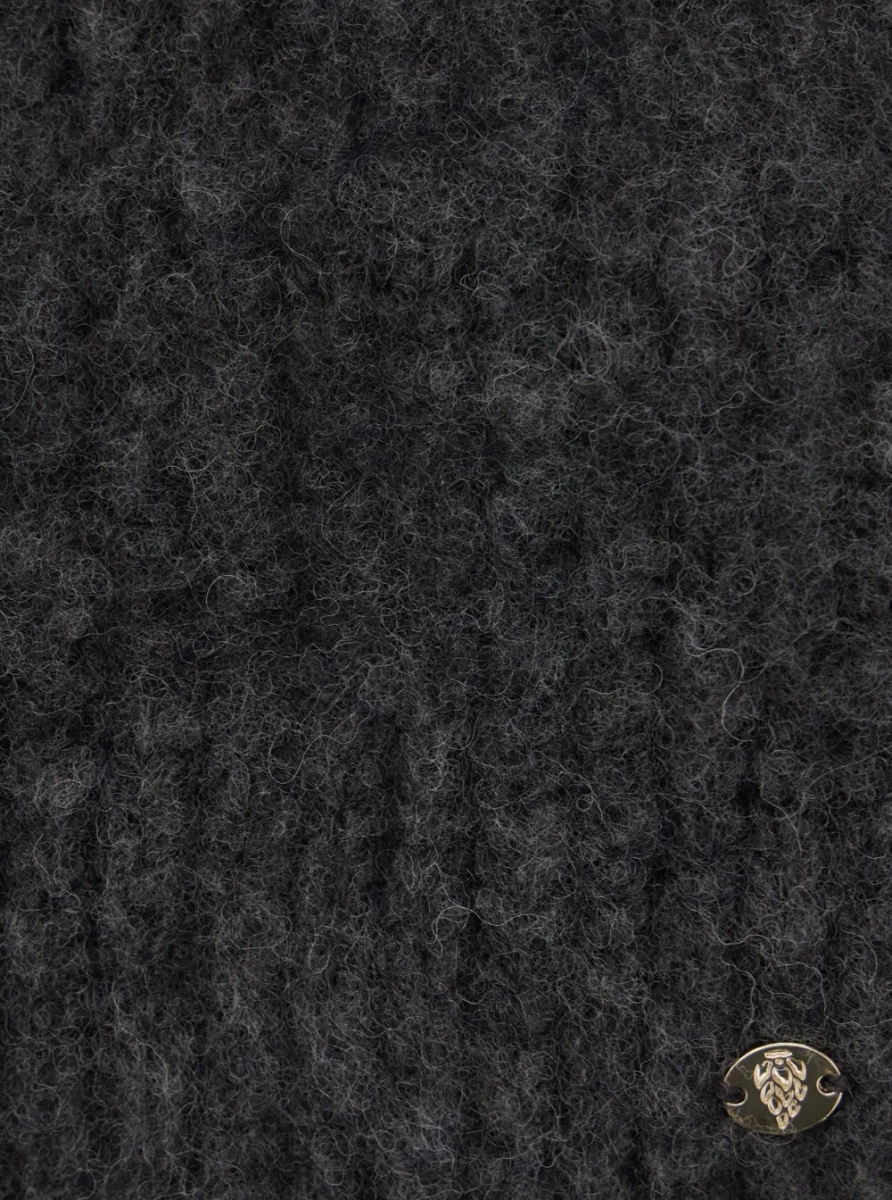 Esarfa Grey scarf with logo plaque and frayed edges in wool and alpaca blend women - Img 3