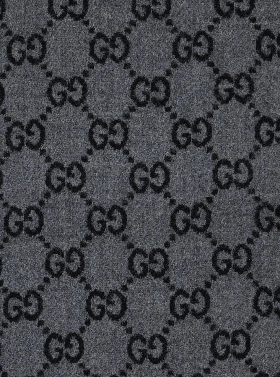 Esarfa Gucci gri din lana 'GG' - Img 3