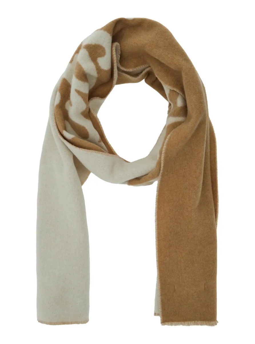 Esarfa MAISON KITSUNÉ Beige Bicolor Scarf with Logo Lettering in Wool Blend Man - Img 2