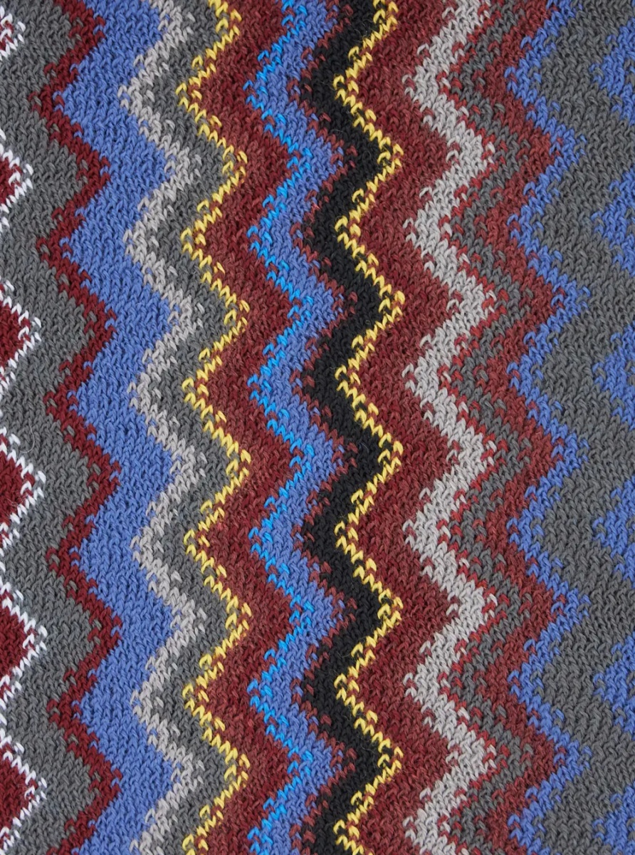 Esarfa multicolor Scarf with all-over Zig Zag motif and fringed edge in wool and fabric blend for men - Img 3
