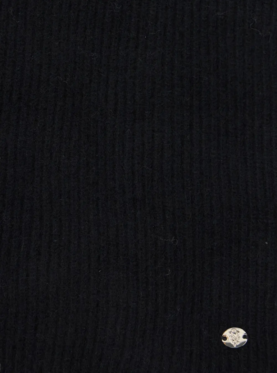 Esarfa 'Reese' Black Scarf with Logo Detail on the Front in Cashmere Woman - Img 3
