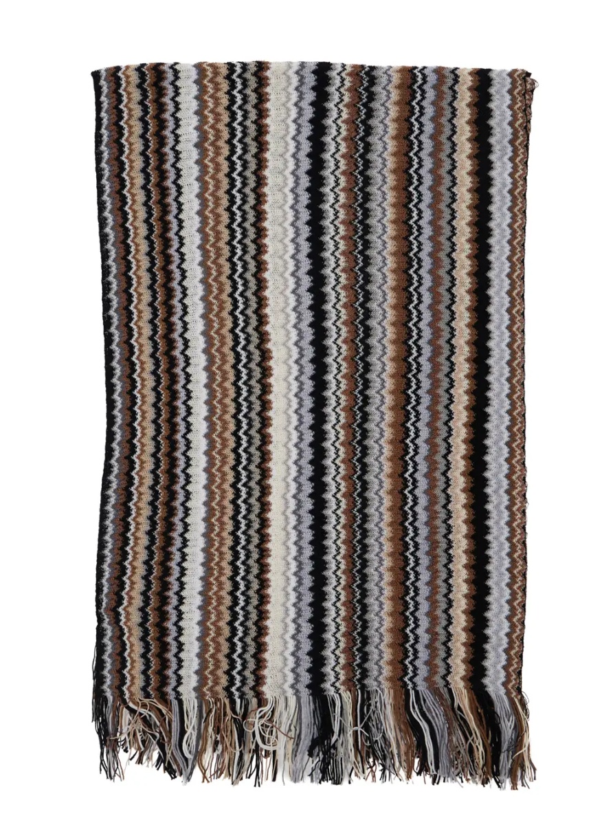 Esarfa Scarf in wool and viscose with Missoni motif and brown unisex - Img 2