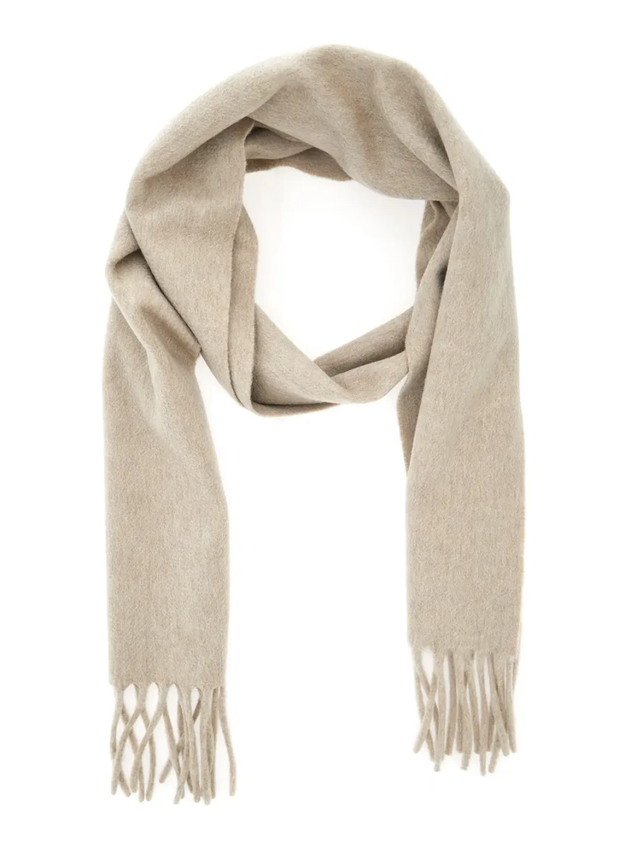 Esarfa THE HORSEBIT SCARF with details in 100% virgin wool and beige color unisex - Img 2