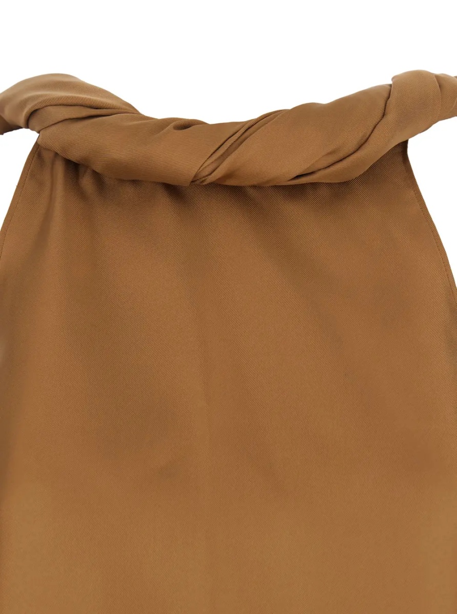 Esarfa 'Wilma' Brown Crew Neck Top with Scarf Detail and Back Neckline in Silk Women - Img 3