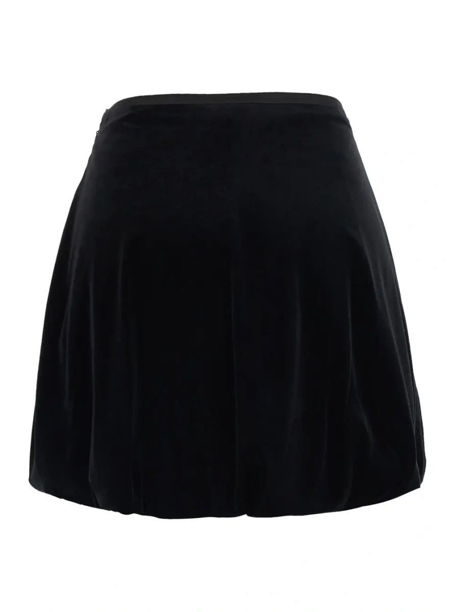 Fusta black skirt with elasticated waist and pleated design in fabric Women - Img 2