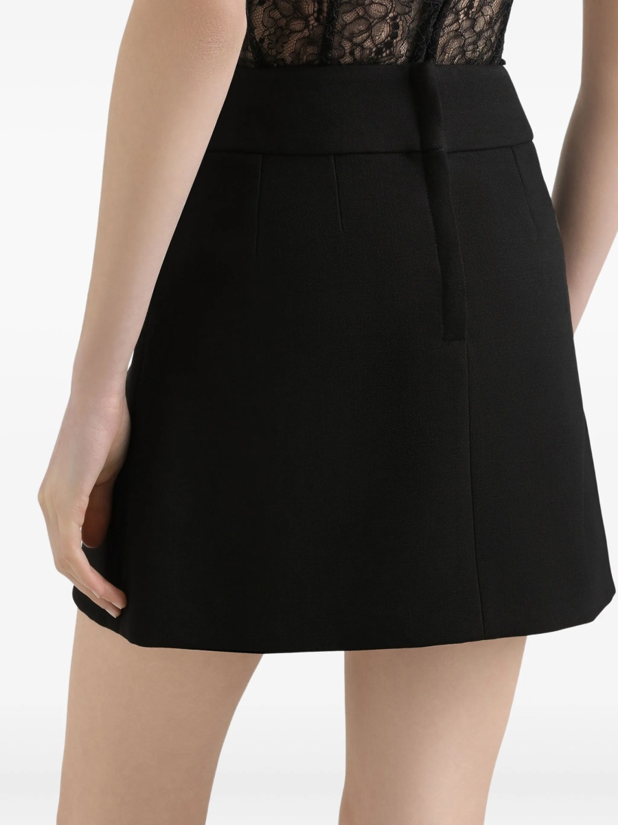 Fusta cu talie inalta Dolce &amp; Gabbana neagra din lana si matase - Img 5