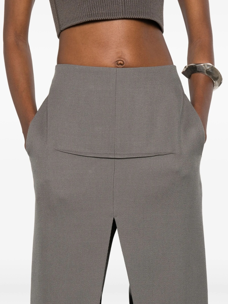 Fusta cu talie inalta Rick Owens gri din lana - Img 5