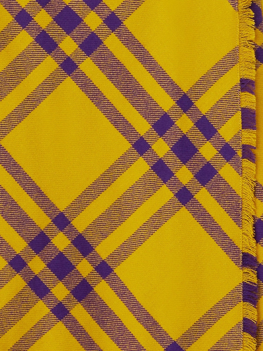 Fusta drepte Burberry vintage check galbena din lana - Img 2