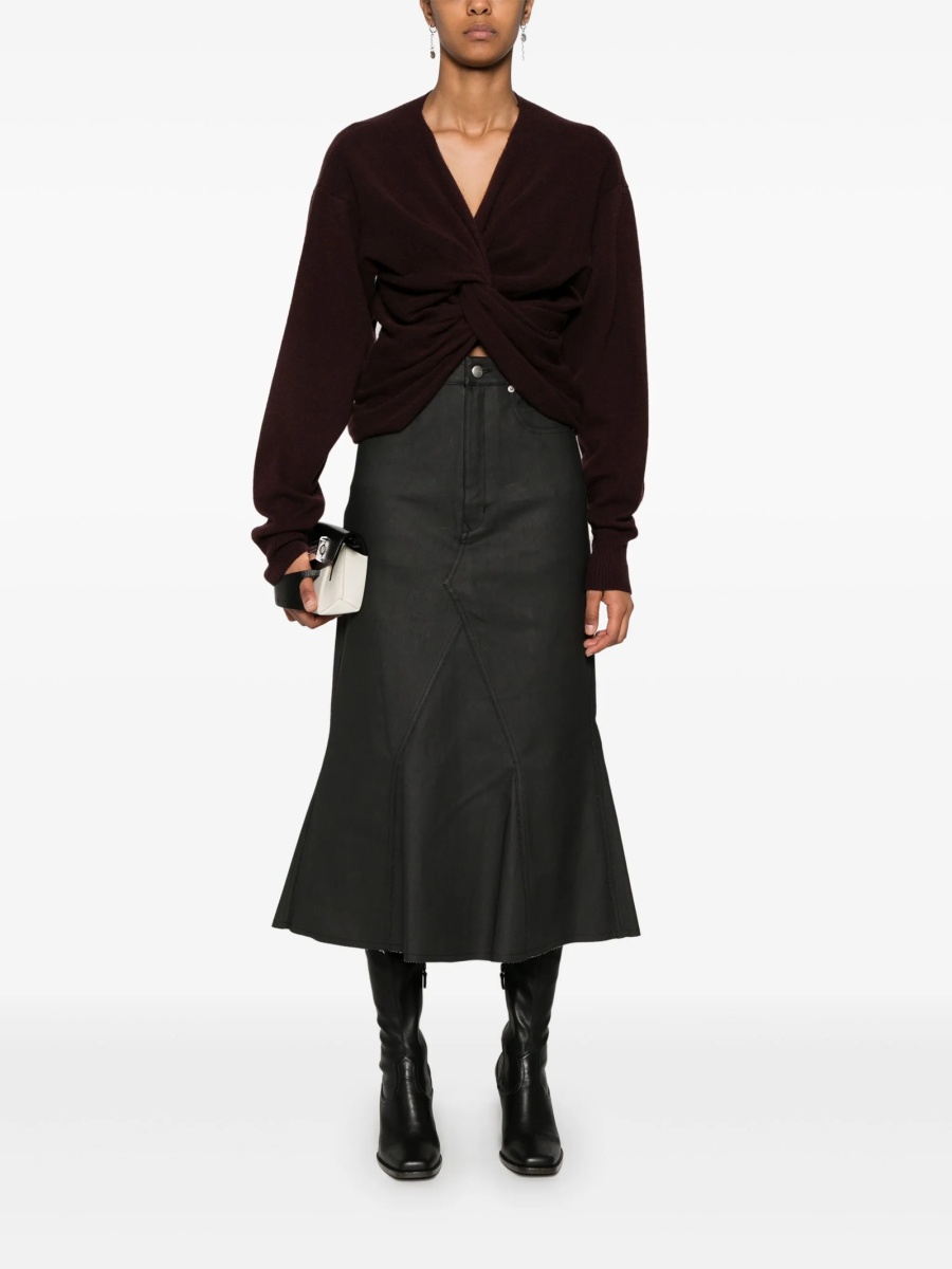 Fusta drepte Rick Owens neagra din bumbac si cauciuc - Img 2