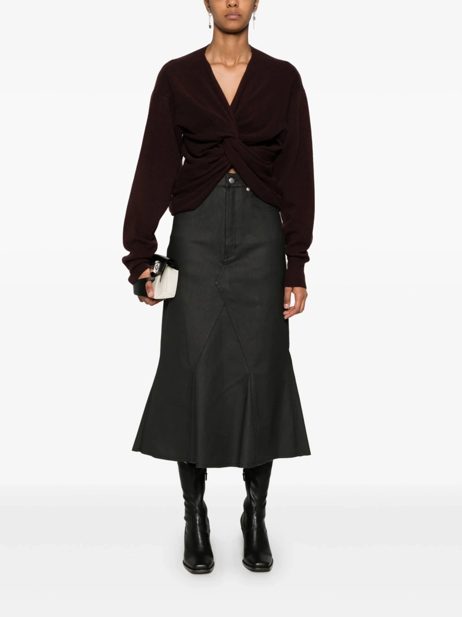 Fusta drepte Rick Owens neagra din bumbac si cauciuc - Img 2