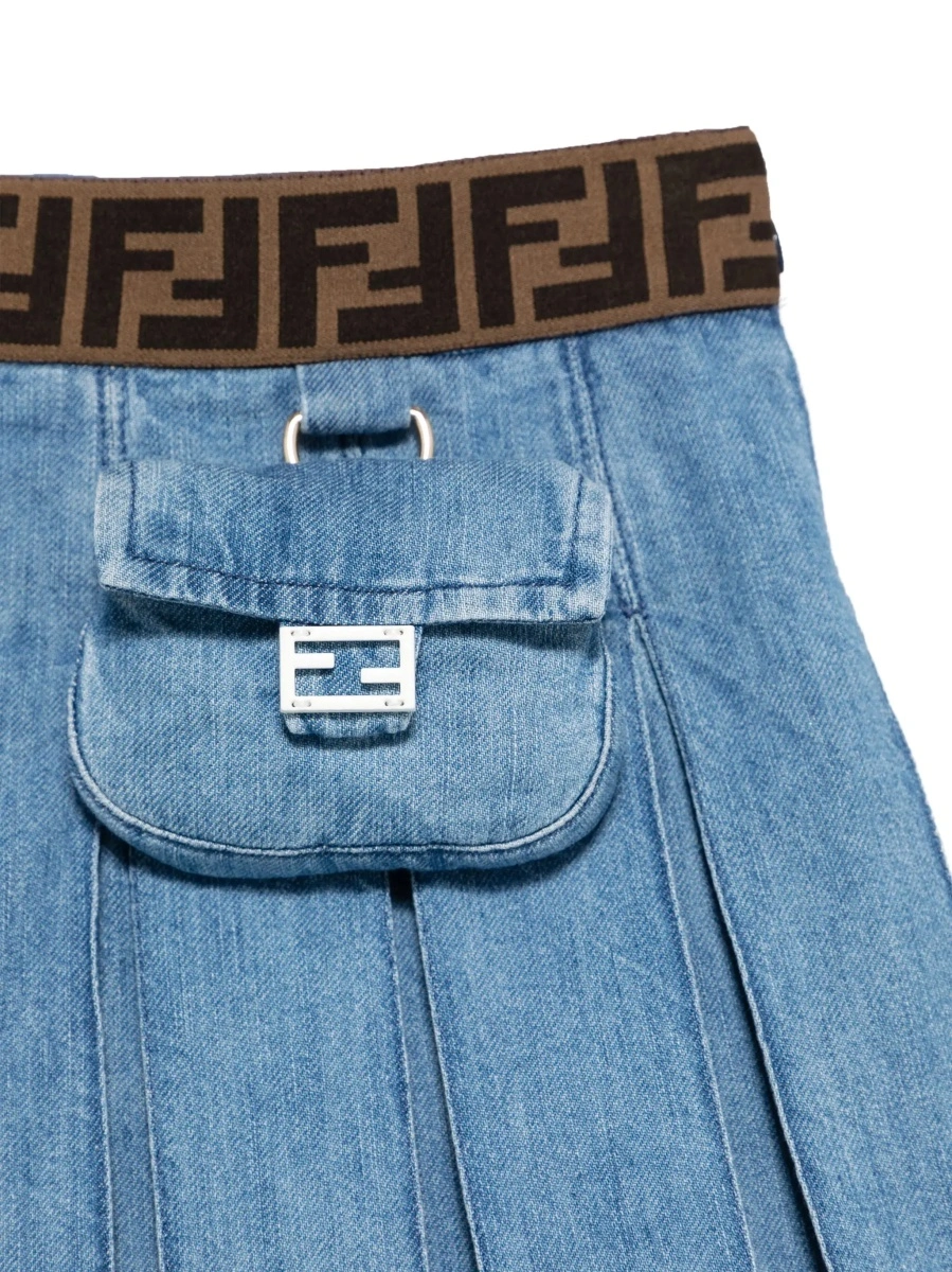 Fusta Fendi albastra din denim - Img 5
