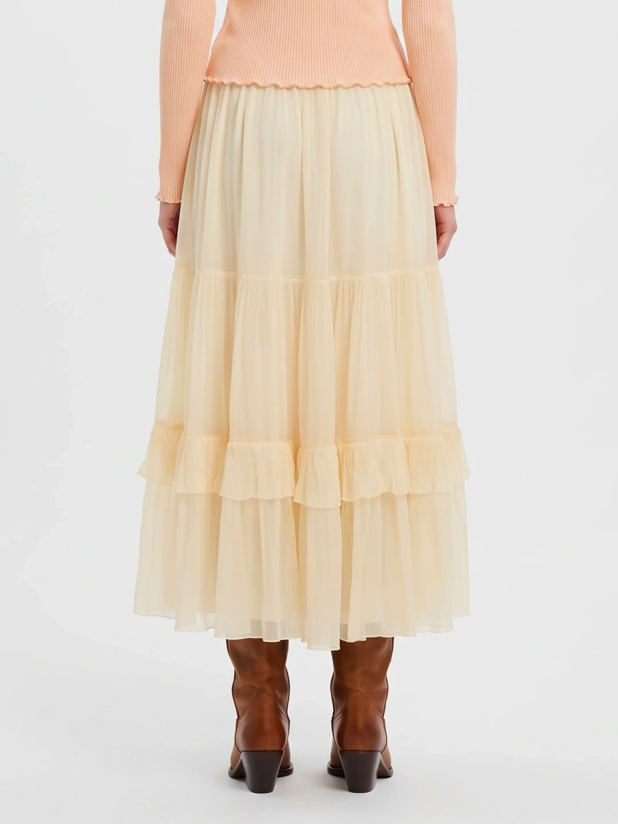 Fusta Long Skirt With Silk Muslin Ruffle - Img 3