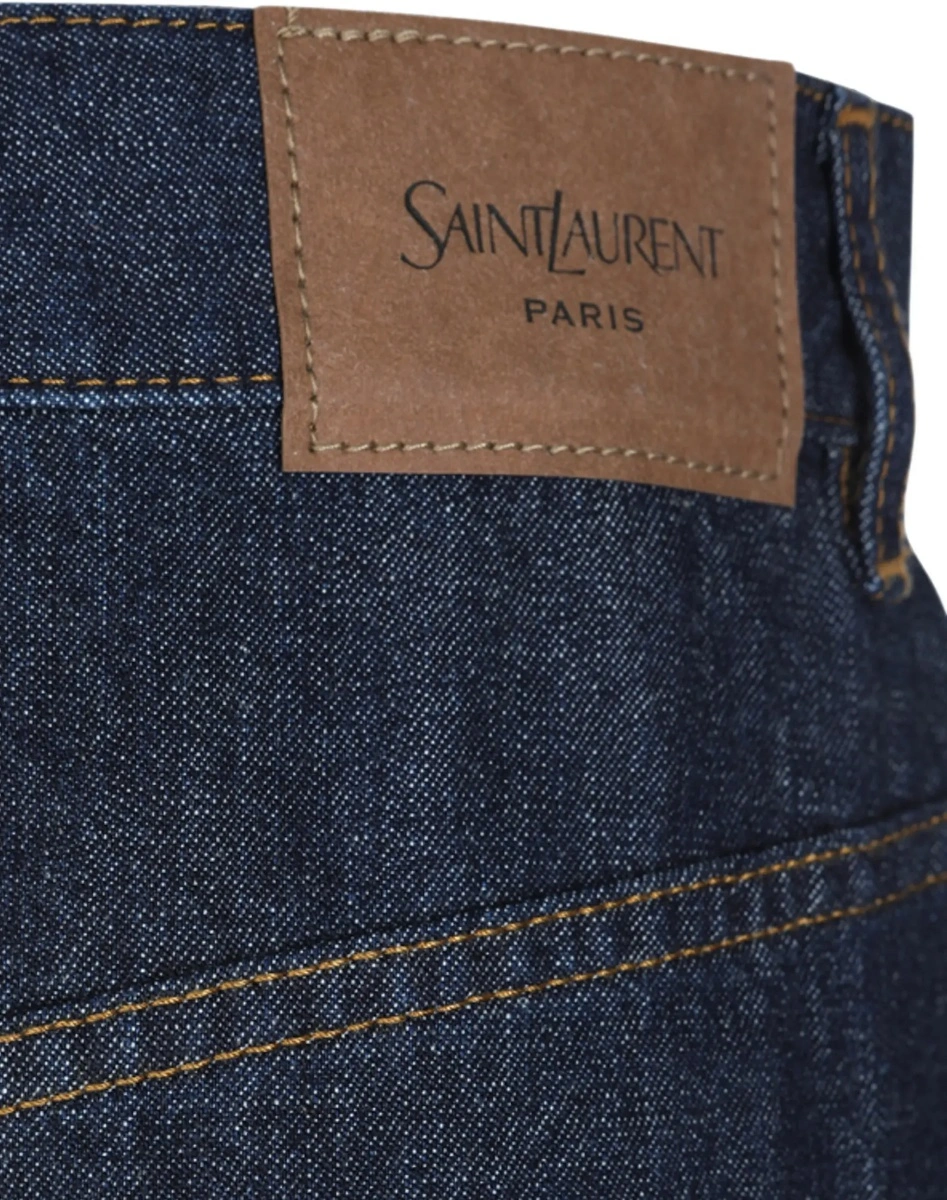Fusta Saint Laurent albastra din denim - Img 6