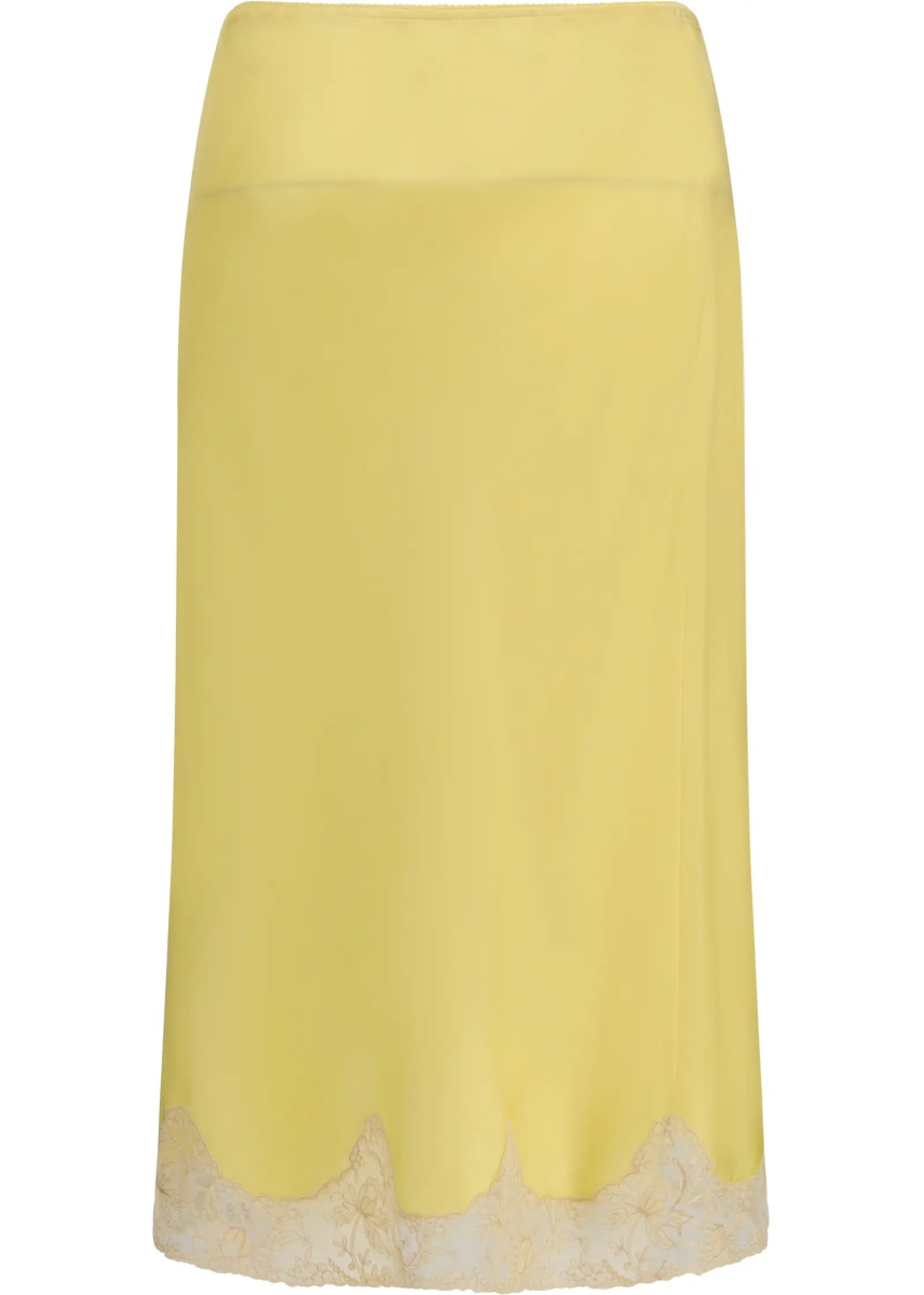 Fusta Satin Midi Skirt with lace inserts - Img 2