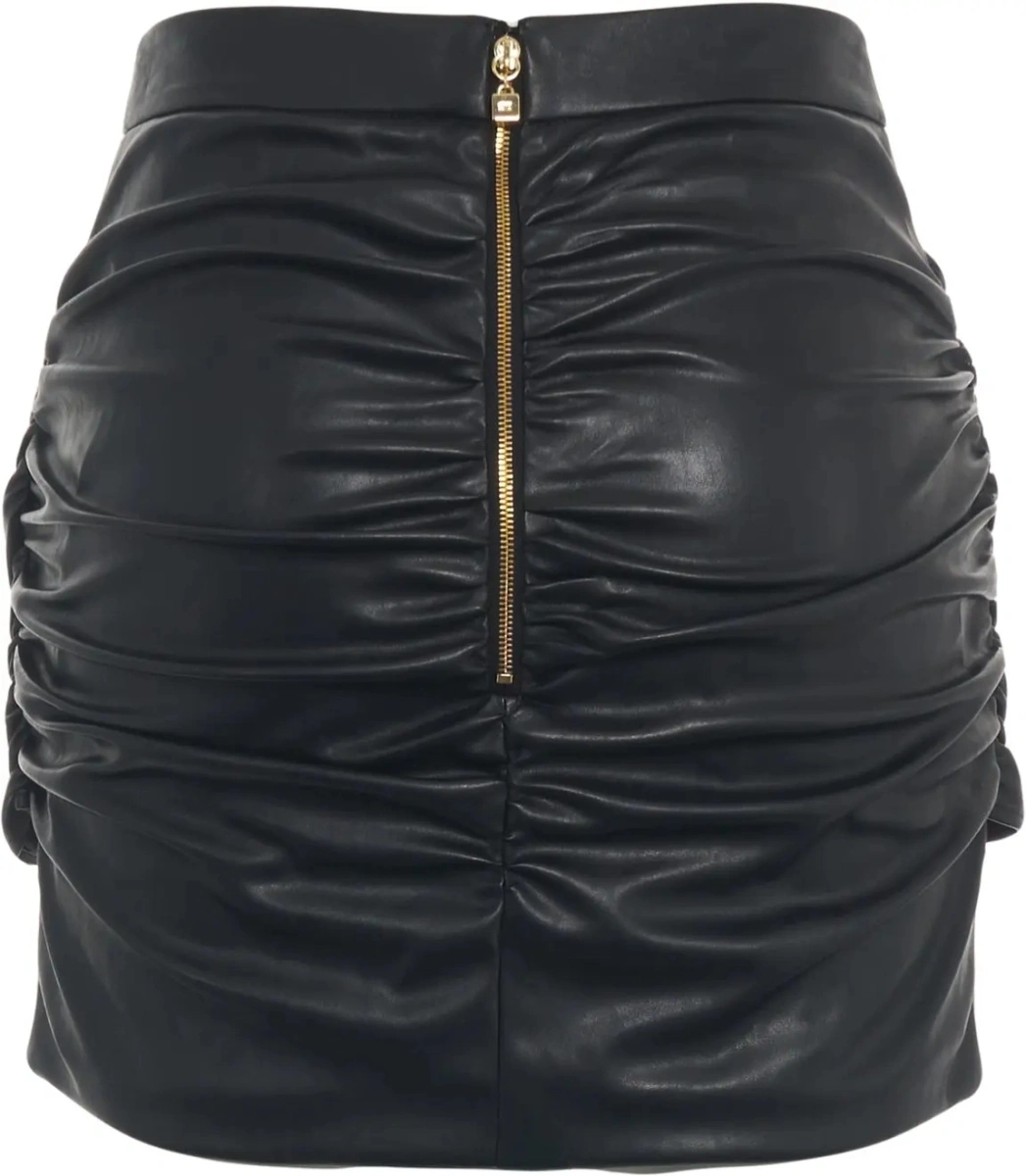Fusta scurta Elisabetta Franchi neagra din piele ecologica - Img 4