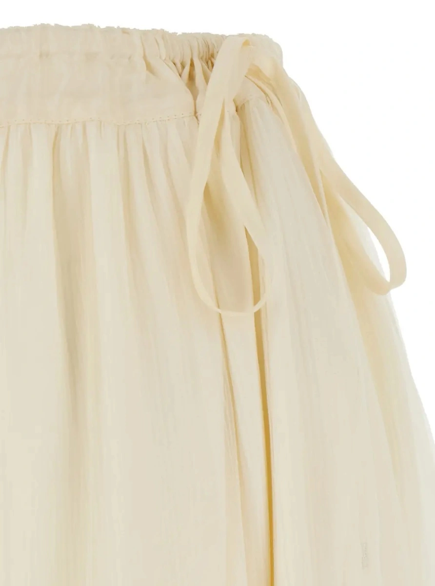 Fusta Silk Skirt with Elegant Details in Yellow Women - Img 3
