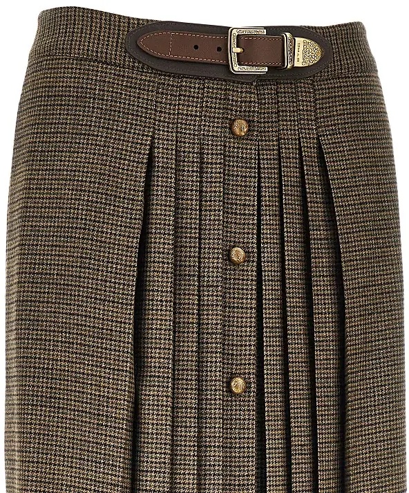 Fusta Wool long skirt with houndstooth motif - Img 2