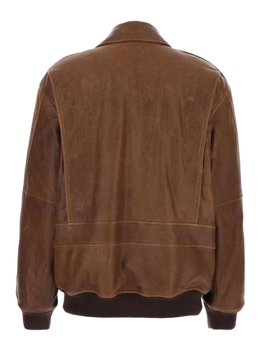 Geaca bomber Saint Laurent maro din piele - Img 2