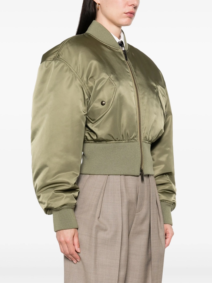 Geaca bomber Saint Laurent verde din poliamida - Img 3