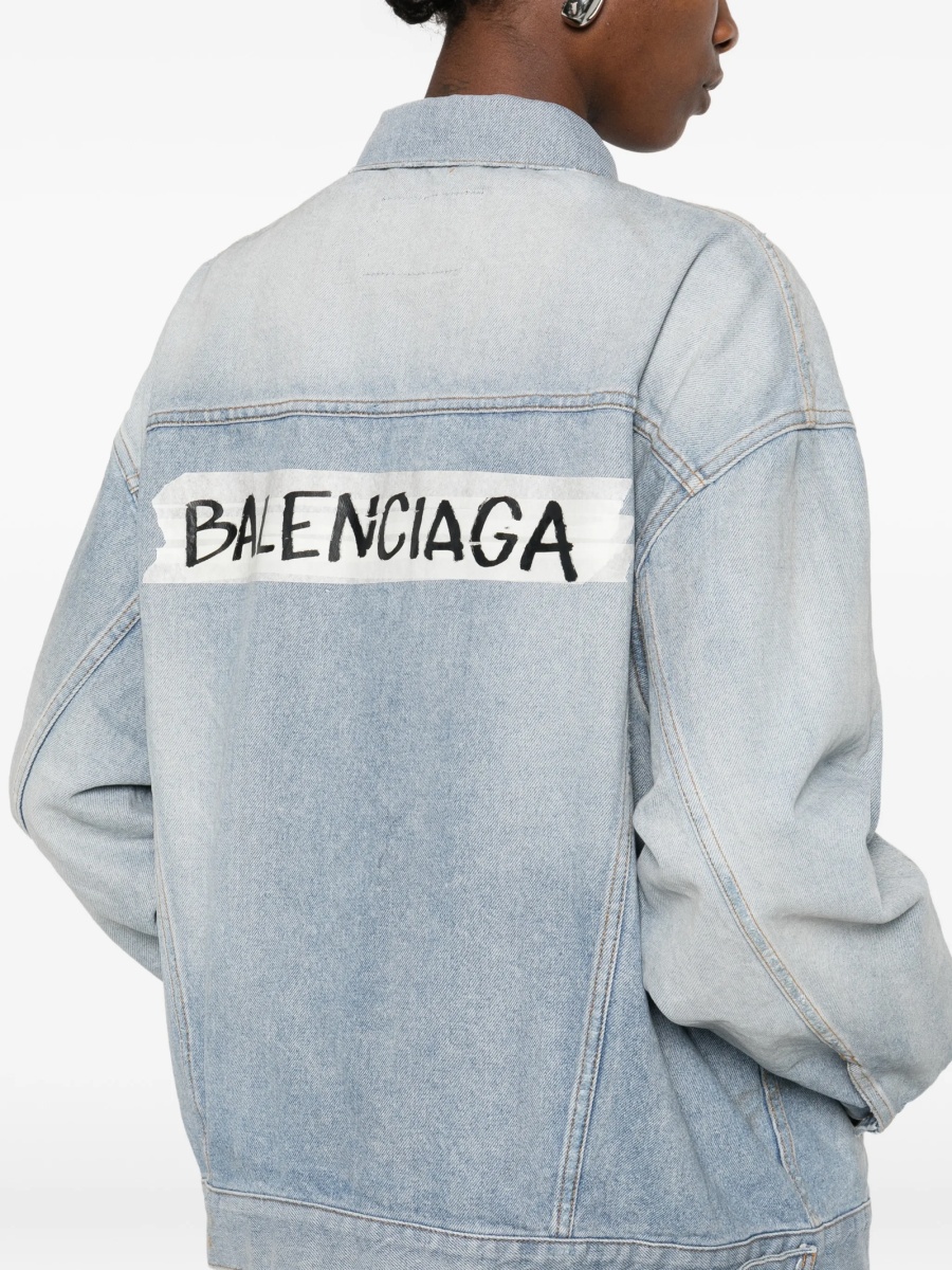 Geaca de blugi Balenciaga albastra din bumbac - Img 5