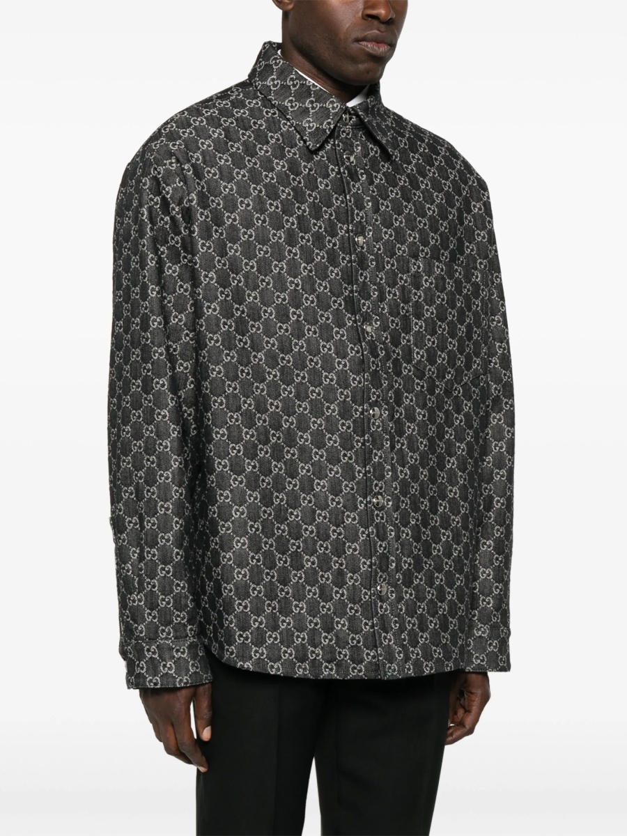 Geaca de blugi Gucci gri din bumbac si polyester - Img 3