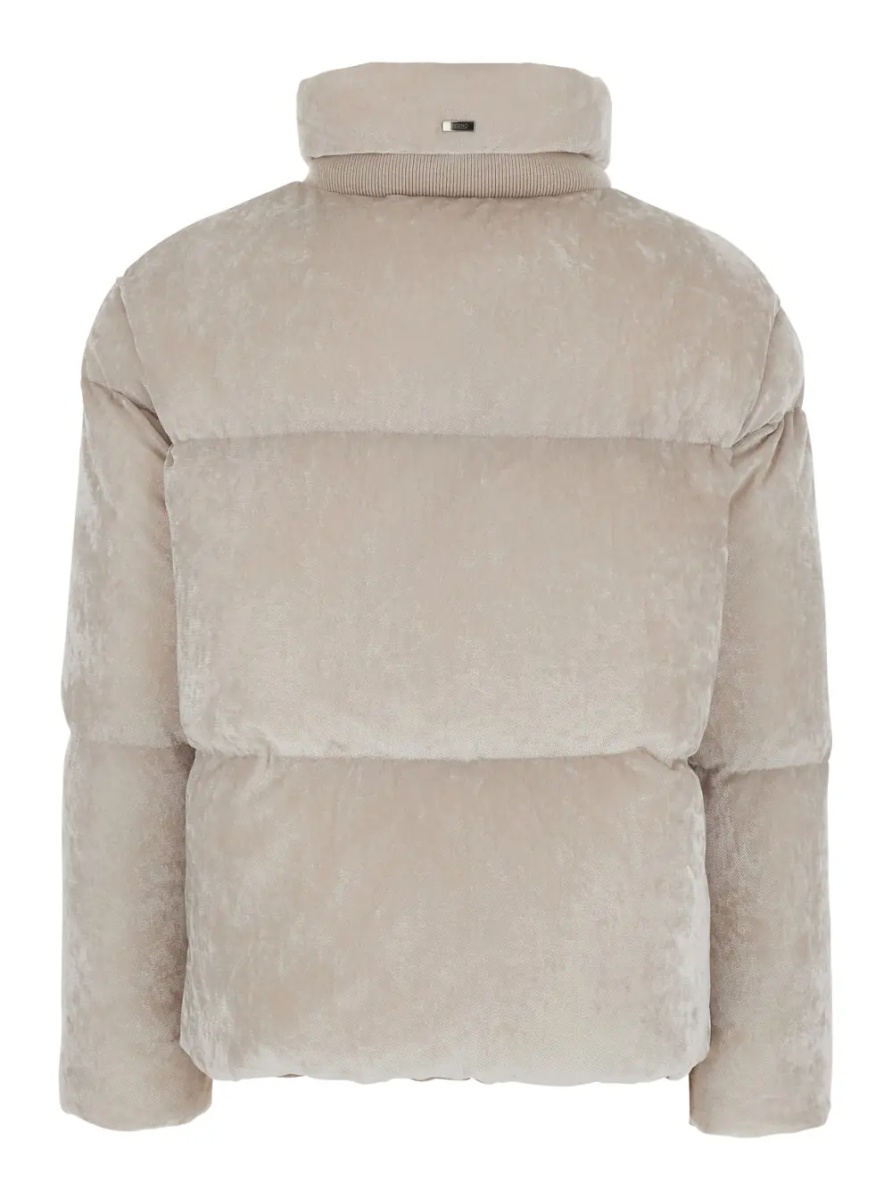 Geaca de Iarna Beige Jacket with high collar and long sleeves in Velvet effect Fabric woman - Img 2