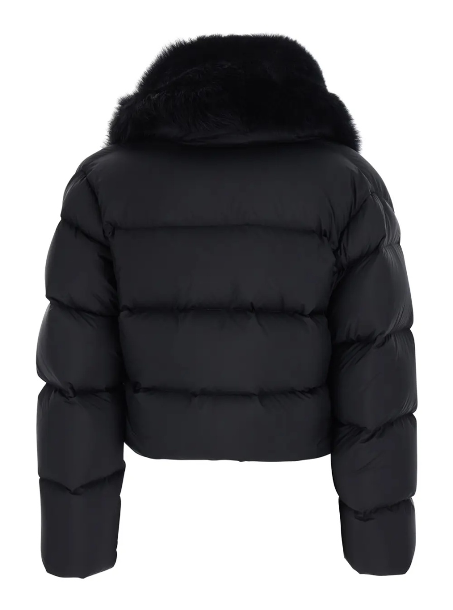 Geaca de Iarna Black Down jacket with applied fur on the front in Tech Fabric women - Img 2