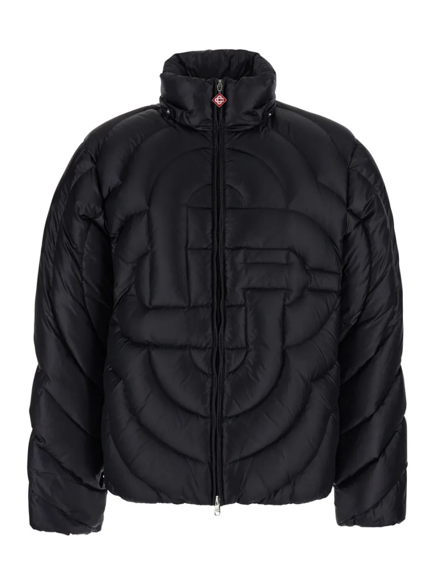 Geaca de Iarna Black Down jacket with fixed hood and Monogram design in Tech Fabric for Men - Img 4