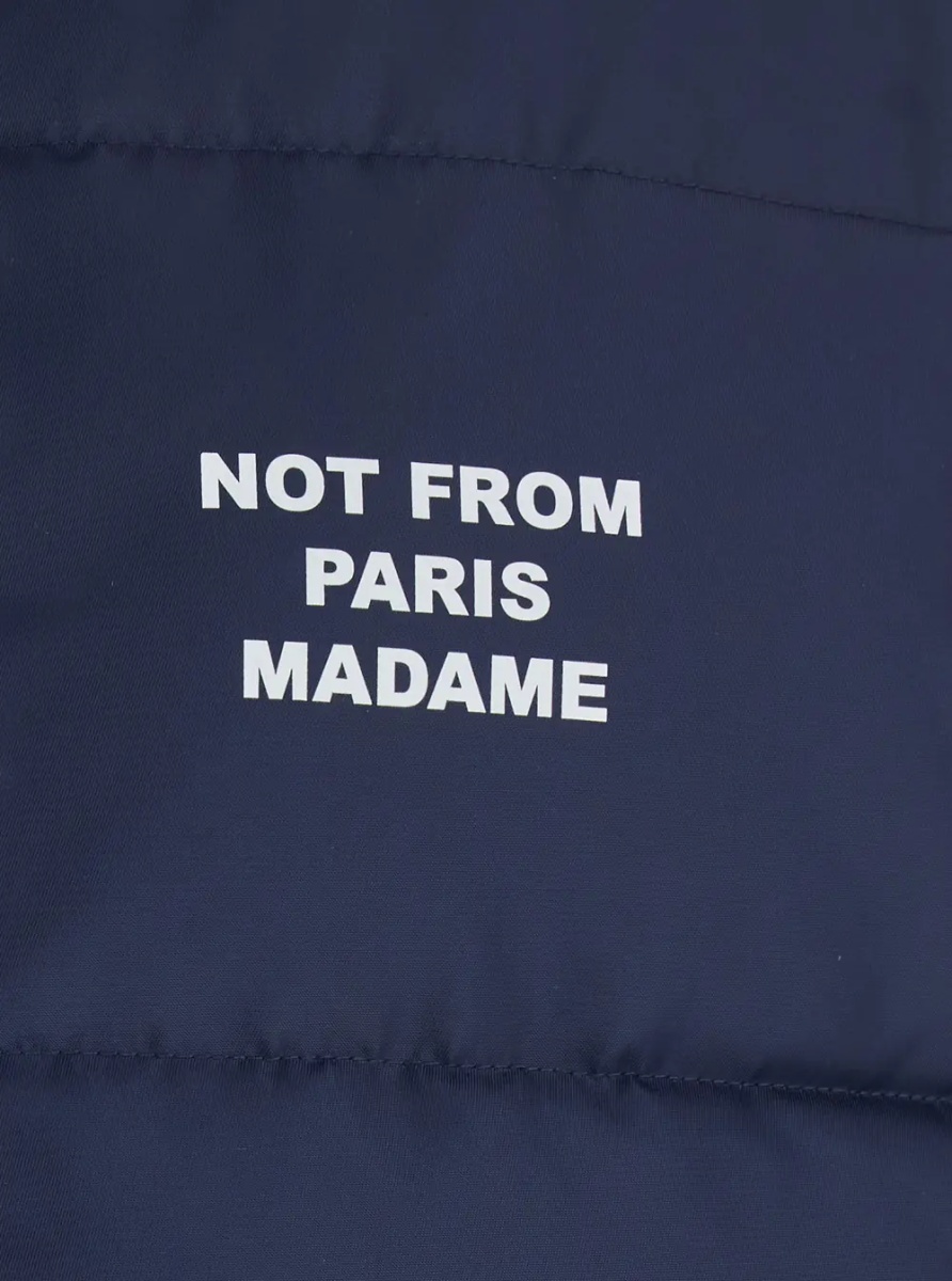 Geaca de Iarna Blue Sleeveless Down jacket with Slogan on the Front in Tech Fabric for Men - Img 3