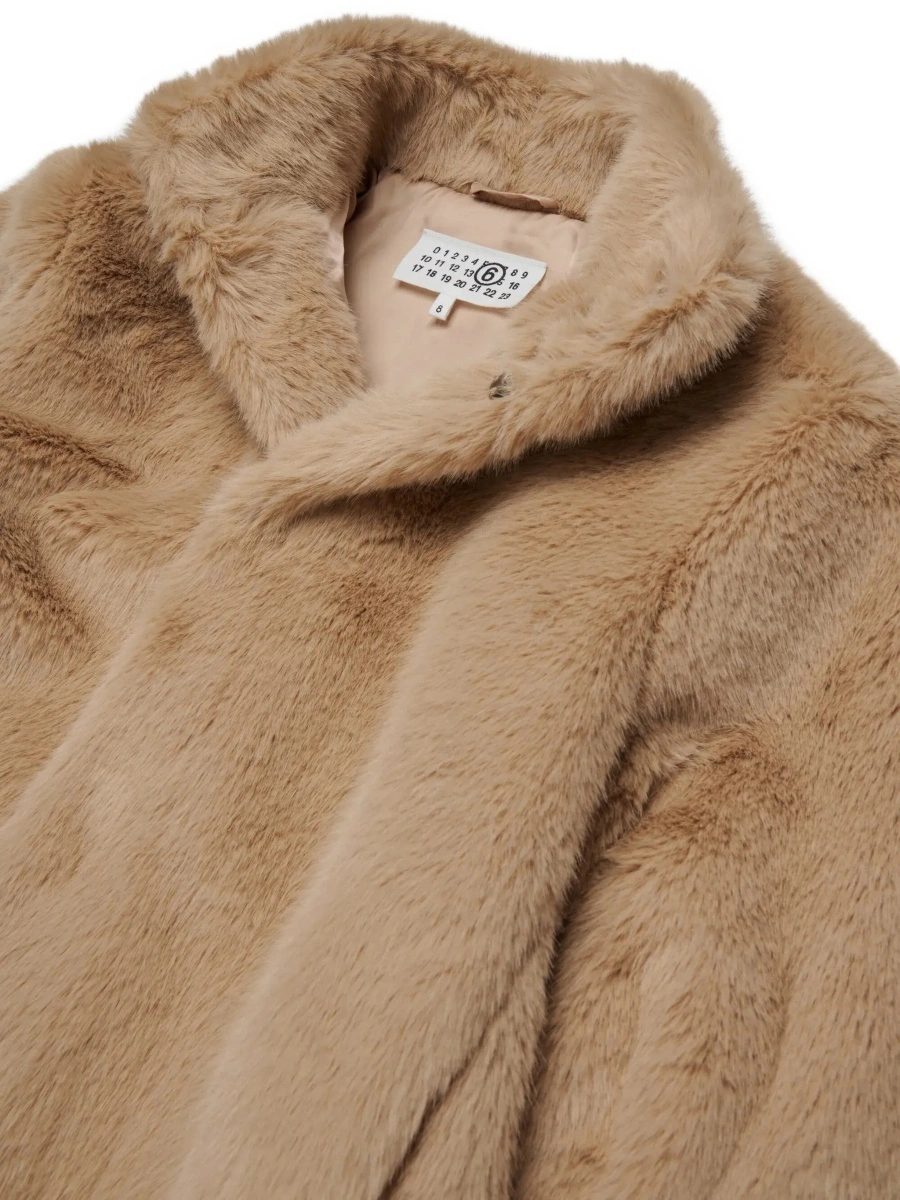Geaca de iarna MM6 MAISON MARGIELA KIDS maro din blana sintetica - Img 5
