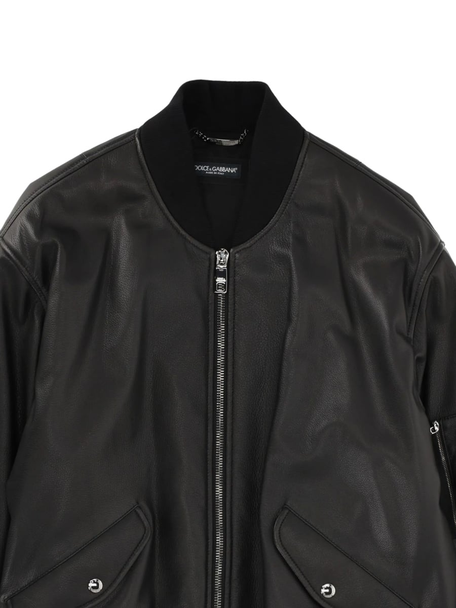 Geaca de piele Dolce &amp; Gabbana neagra - Img 2