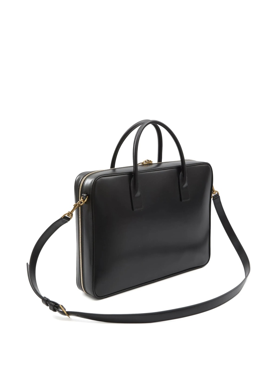 Geanta de laptop Saint Laurent Sac De Jour neagra din piele si alama - Img 2