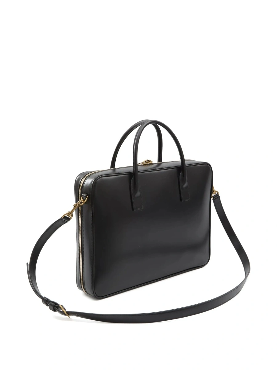 Geanta de laptop Saint Laurent Sac De Jour neagra din piele si alama - Img 2