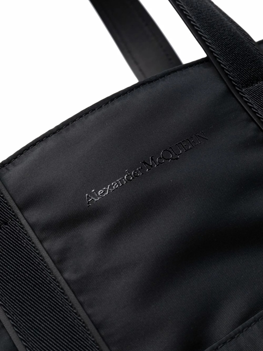 Geanta de mana Alexander McQueen neagra din piele si material textil - Img 4