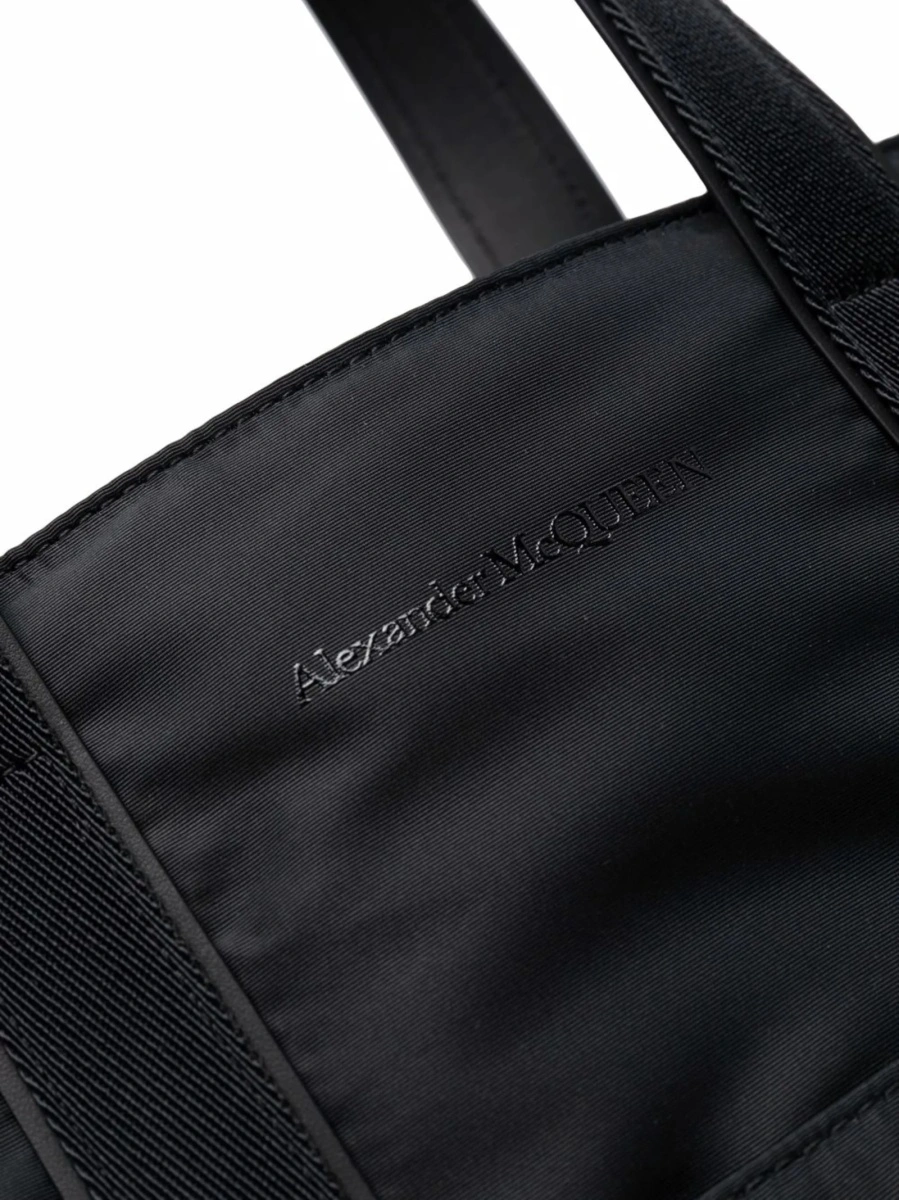 Geanta de mana Alexander McQueen neagra din piele si material textil - Img 4