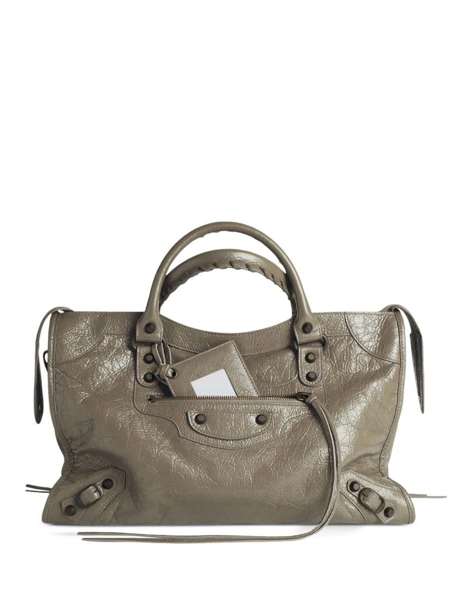 Geanta de mana Balenciaga gri din piele - Img 10
