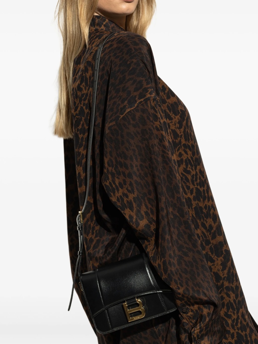 Geanta de mana Balenciaga Hourglass neagra din piele - Img 2