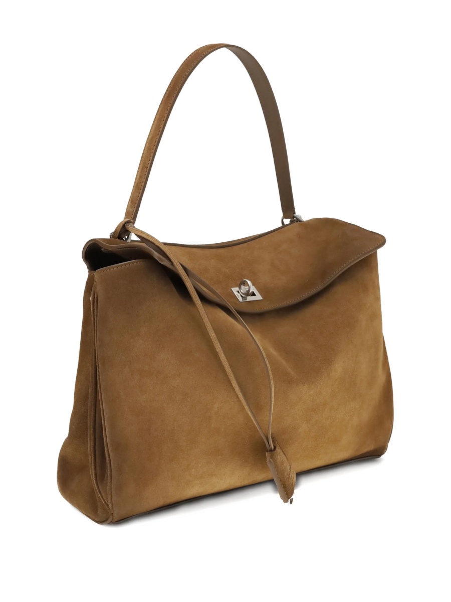 Geanta de mana Balenciaga maro din piele intoarsa - Img 2