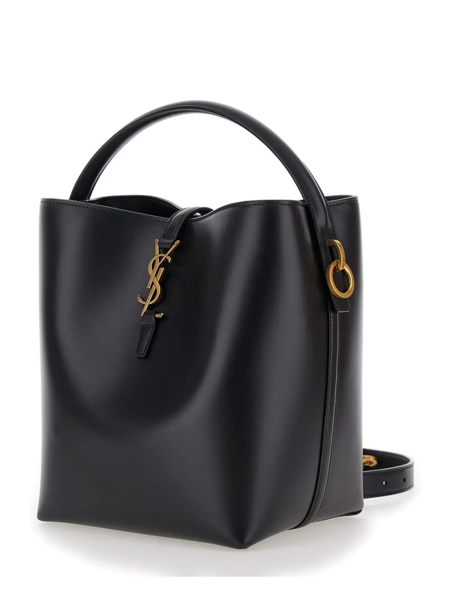 Geanta de mana Bucket Bag 'Le 37' with Cassandre Closure in Smooth Black Leather for Women - Img 2