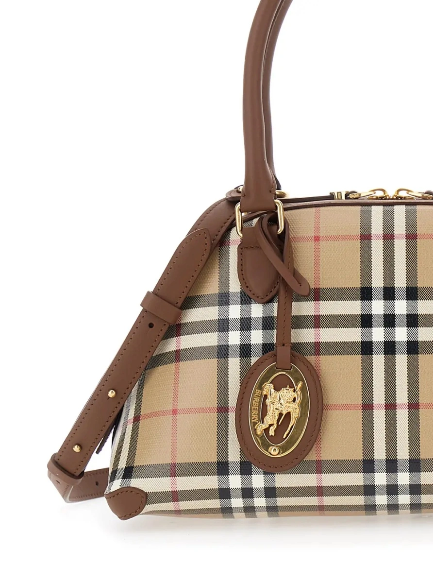 Geanta de mana Burberry bej din canvas Check 'Primrose' - Img 3